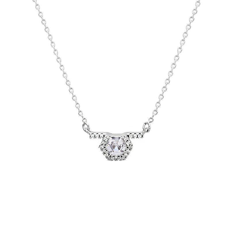 Geometric Zircon Platinum-plated Necklace for Women