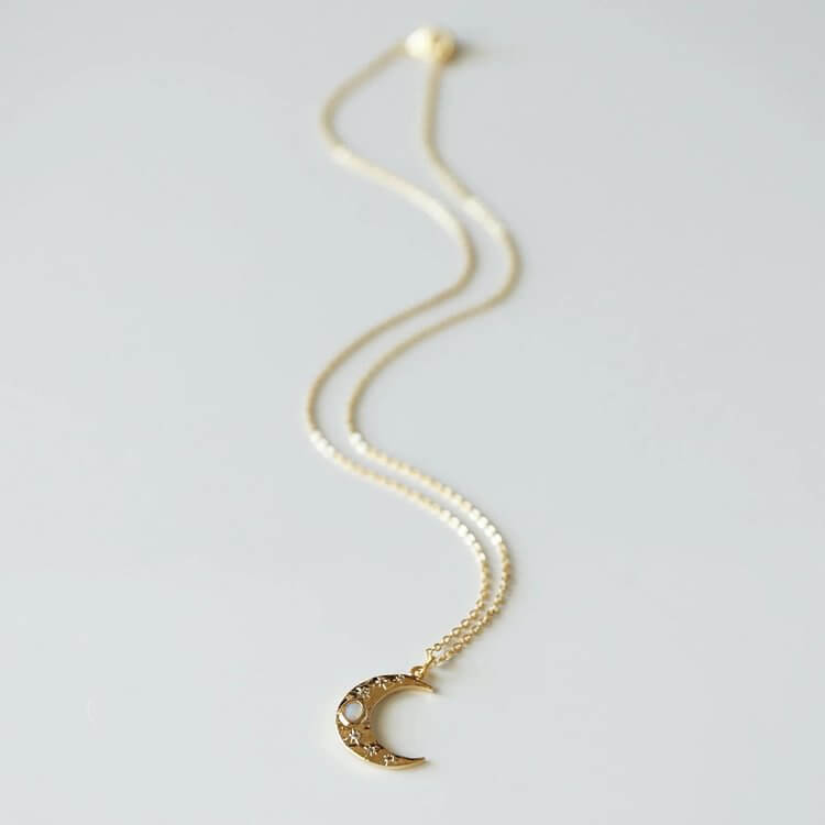 Golden Moon Opal Pendant Clavicle Necklace