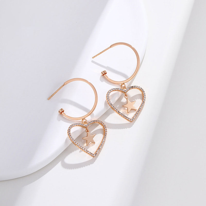 Smart Heart Hook Hollow Heart Earrings