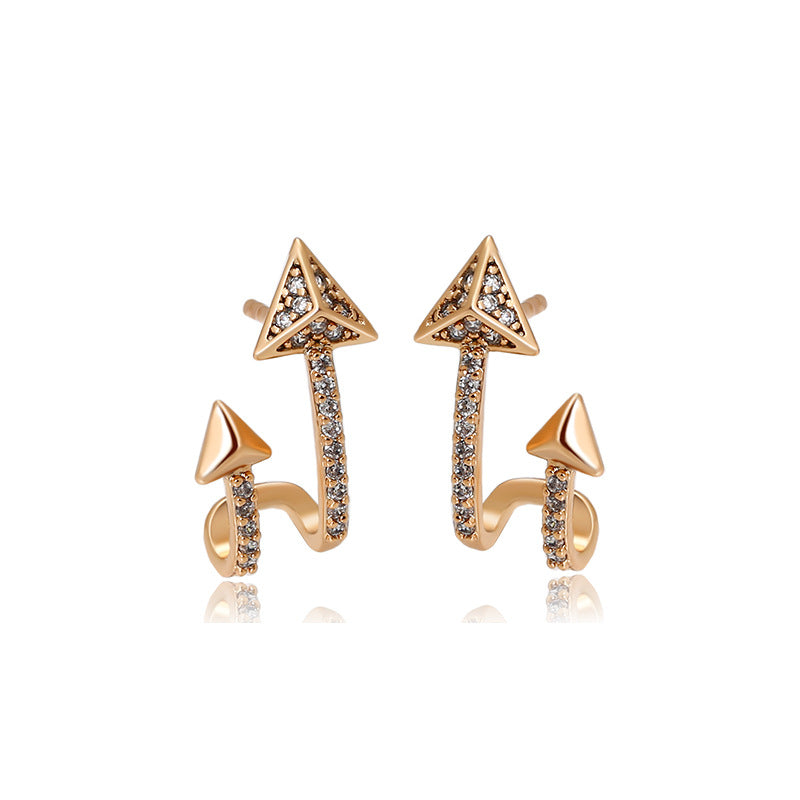 Simple Arrow Zircon Design Fashion Stud Earrings