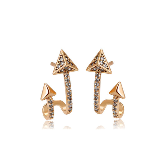 Simple Arrow Zircon Design Fashion Stud Earrings