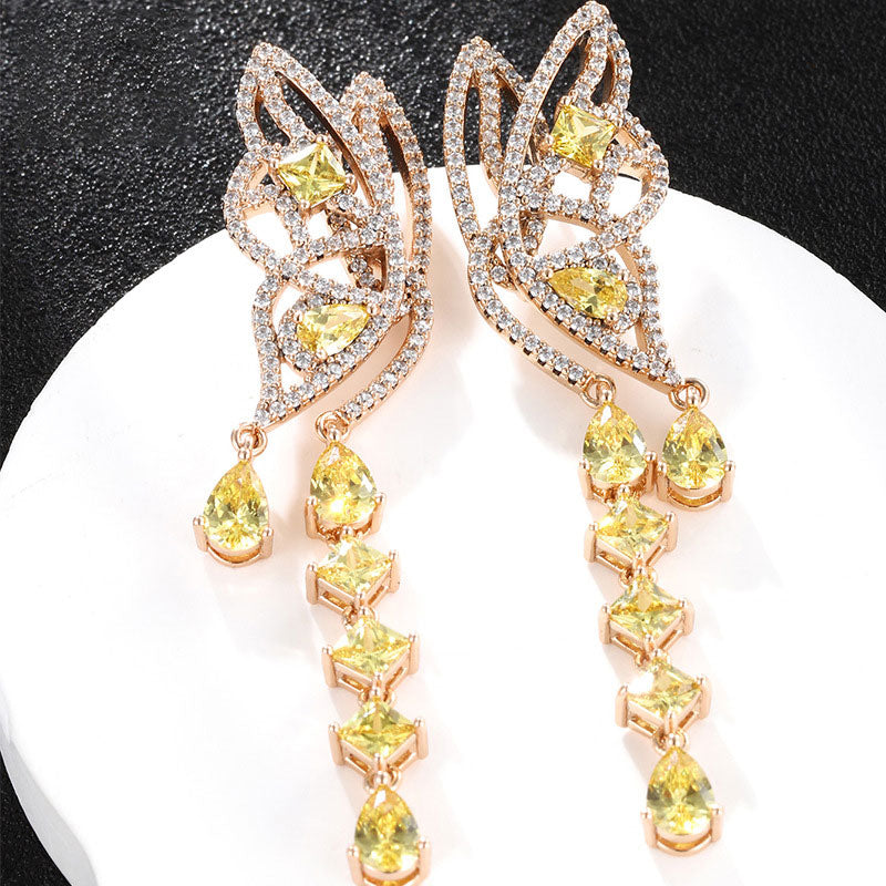Colorful Zircon Butterfly Luxury Earrings for Women