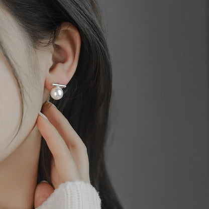 S925 Sterling Silver French Pearl Earrings