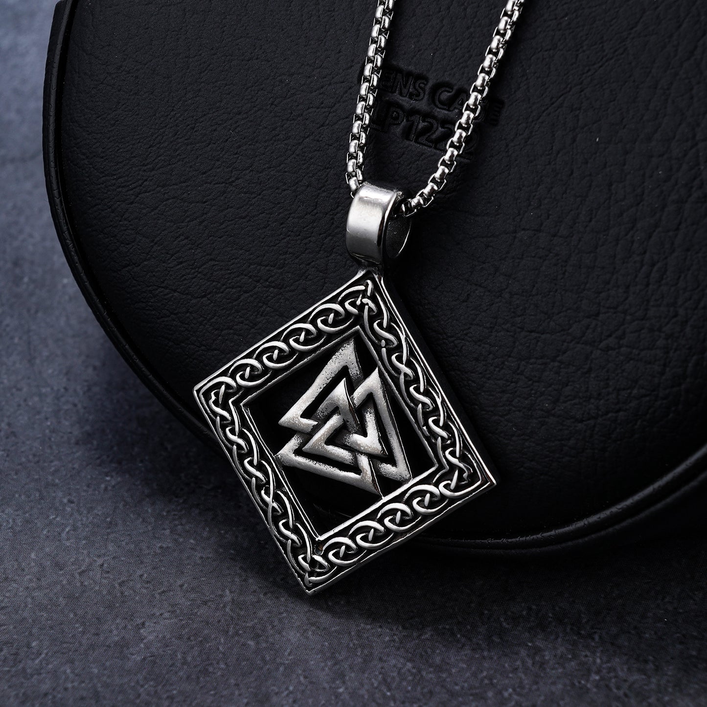 Viking Rune Cross Triangle Stainless Steel Pendant Necklace