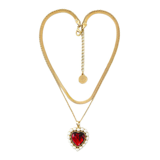 Resin Love Imitation Pearl Inlaid Necklace