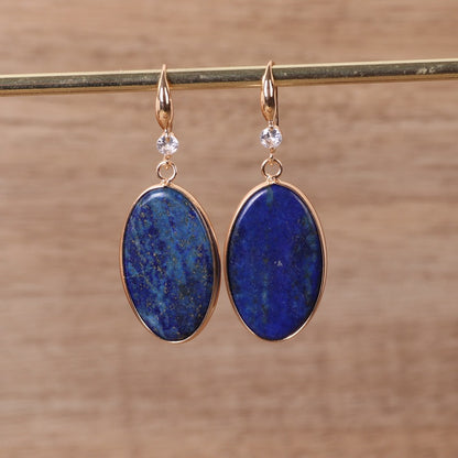 Lapis Lazuli Oval Drop Earrings