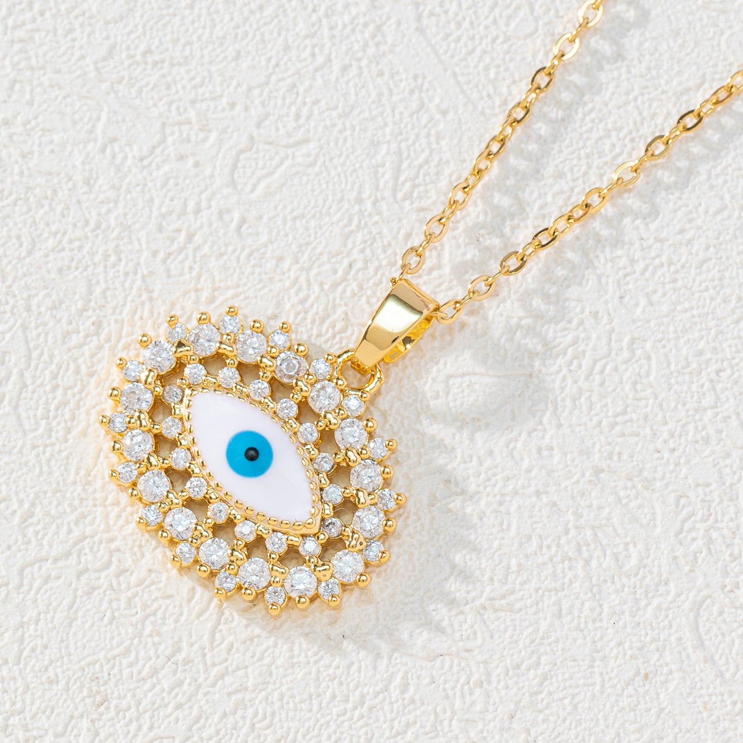 Devil's Eye Zircon Drops Copper Gold Plated Bohemian Necklace