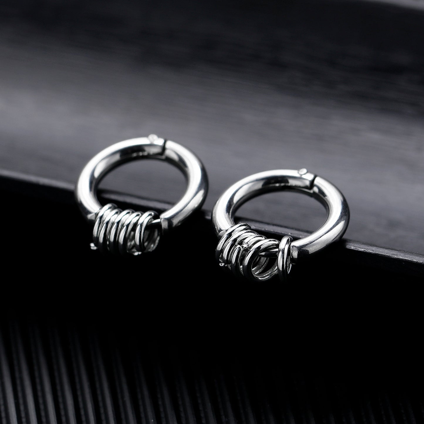 Stainless Steel Ferrule Hoop Earrings