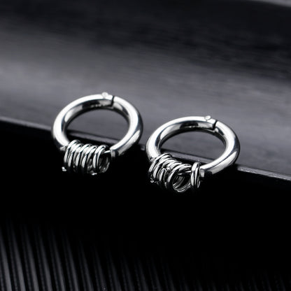 Stainless Steel Ferrule Hoop Earrings