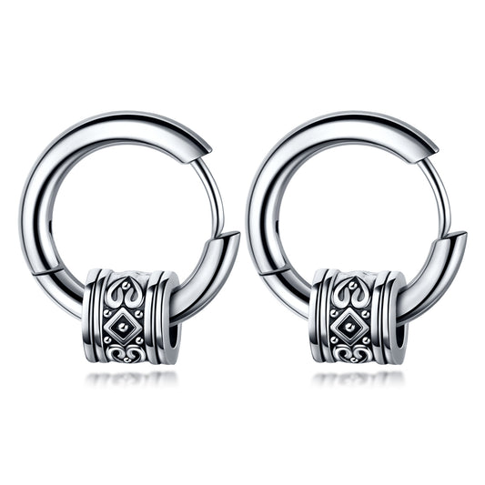 Stainless Steel Viki Totem Ferrule Hoop Earrings
