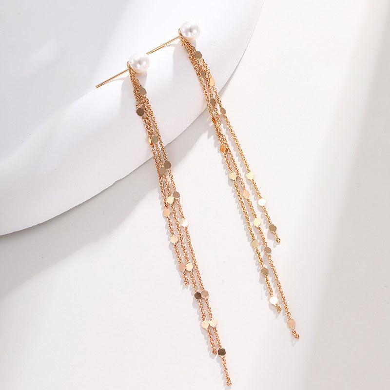 Light Luxury Drop Long Tassel Earrings for Women