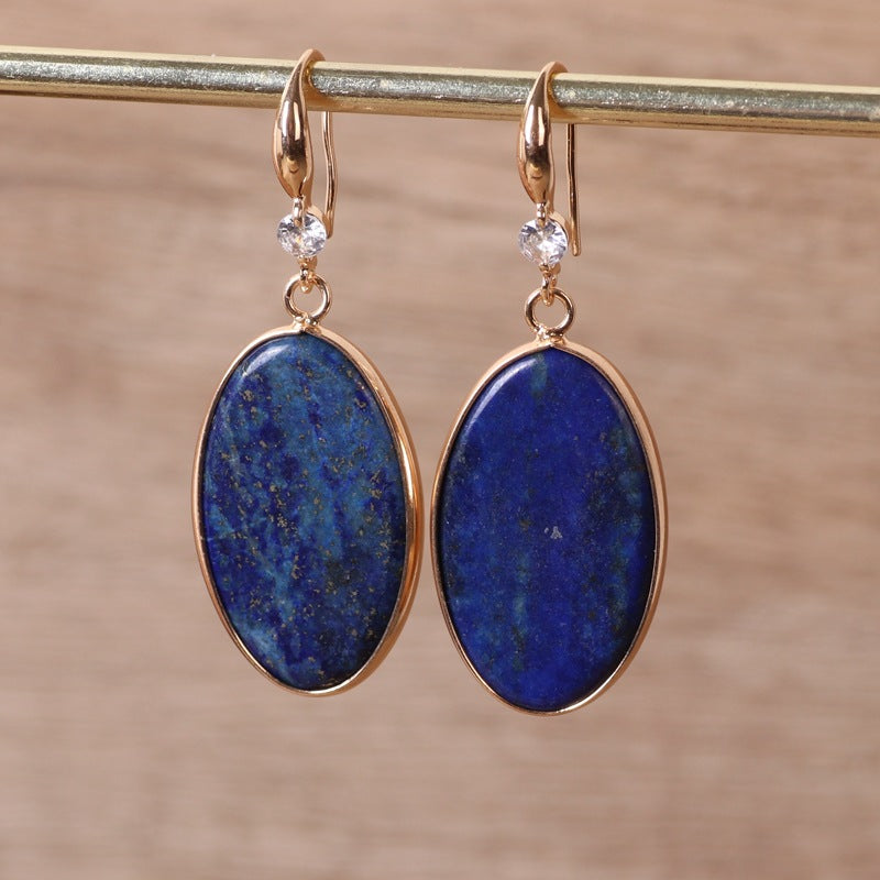 Lapis Lazuli Oval Drop Earrings