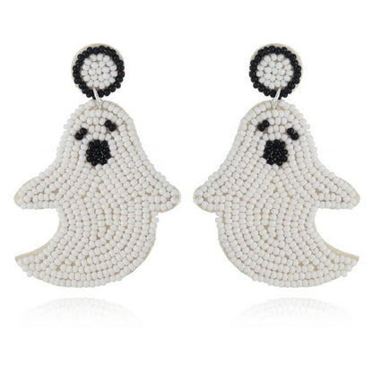 Halloween Fabric Beads Ethnic Style Handmade Pumpkin Ghost Earrings