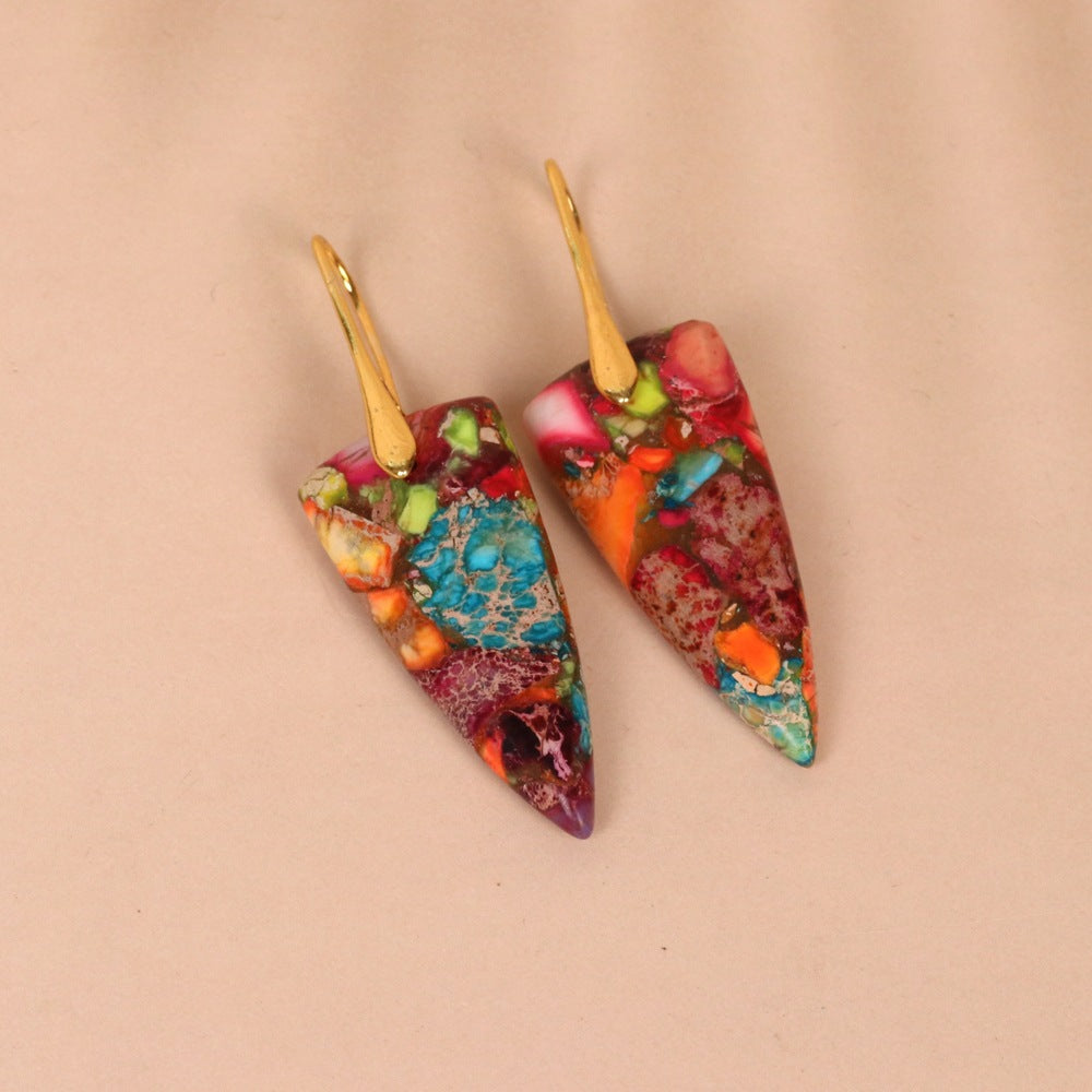 Diamond Shaped Simple Flower Color Earrings