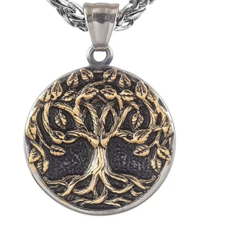 Viking Rune Tree Of Life Stainless Steel Pendant Necklace