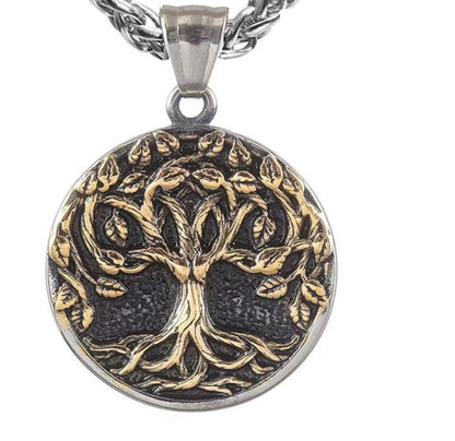 Viking Rune Tree Of Life Stainless Steel Pendant Necklace