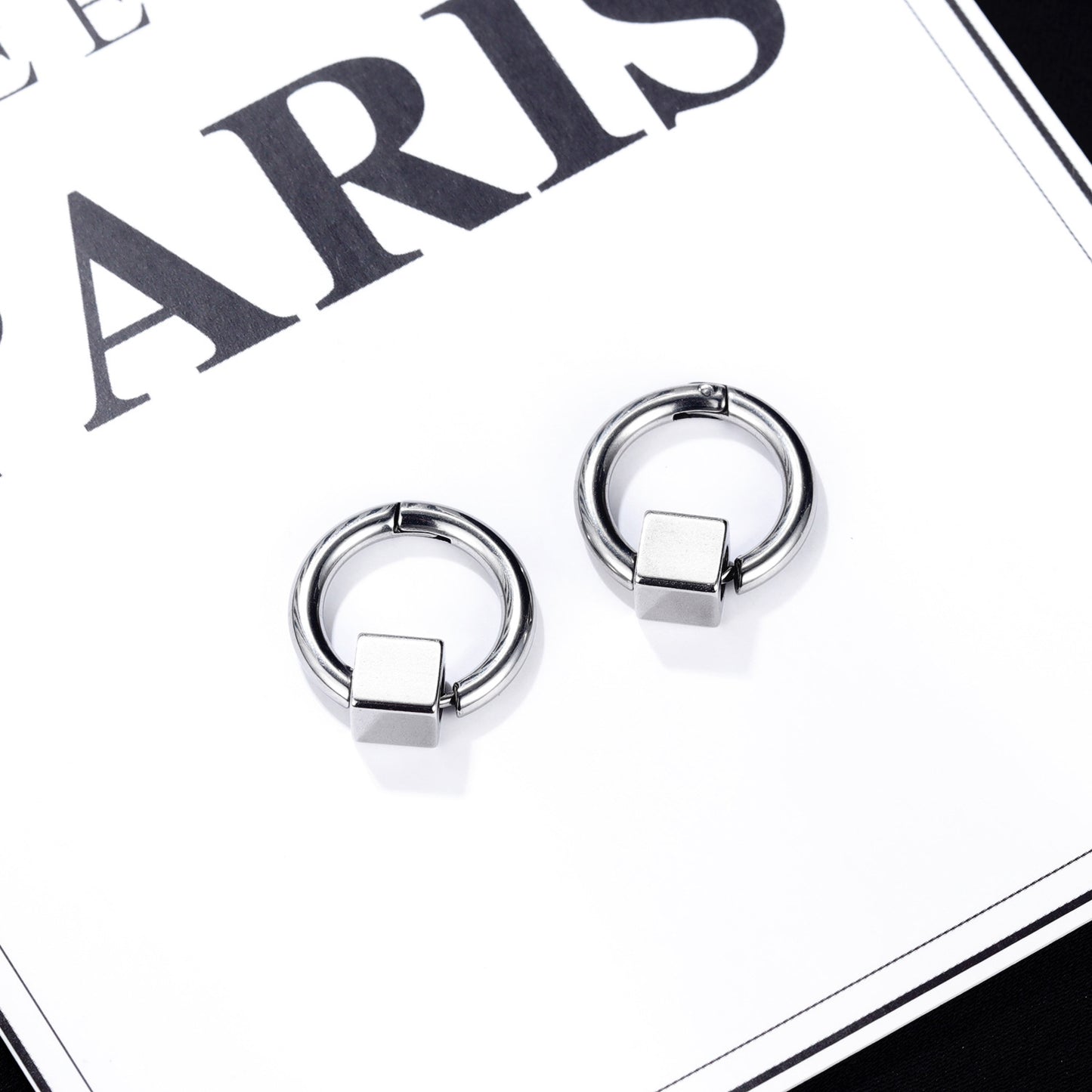 Stainless Steel Cubic Hoop Earrings