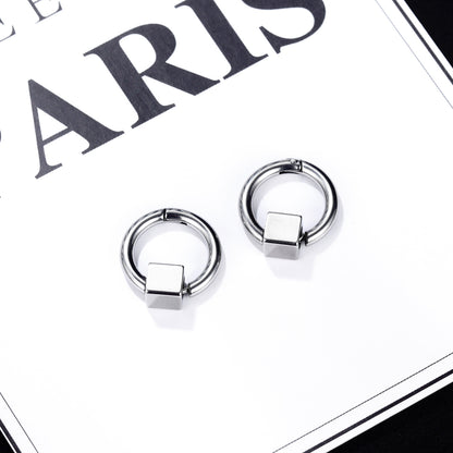 Stainless Steel Cubic Hoop Earrings