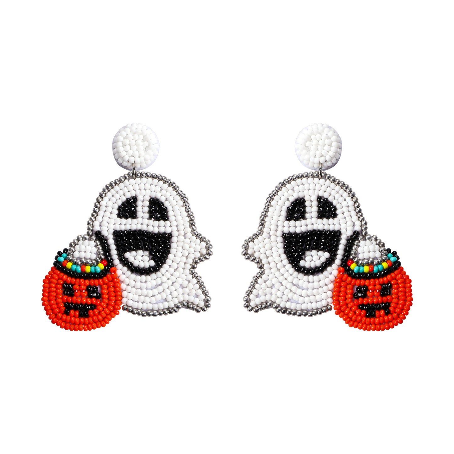 Halloween Pumpkin Cartoon Rice Beads Ghost Head Earrings