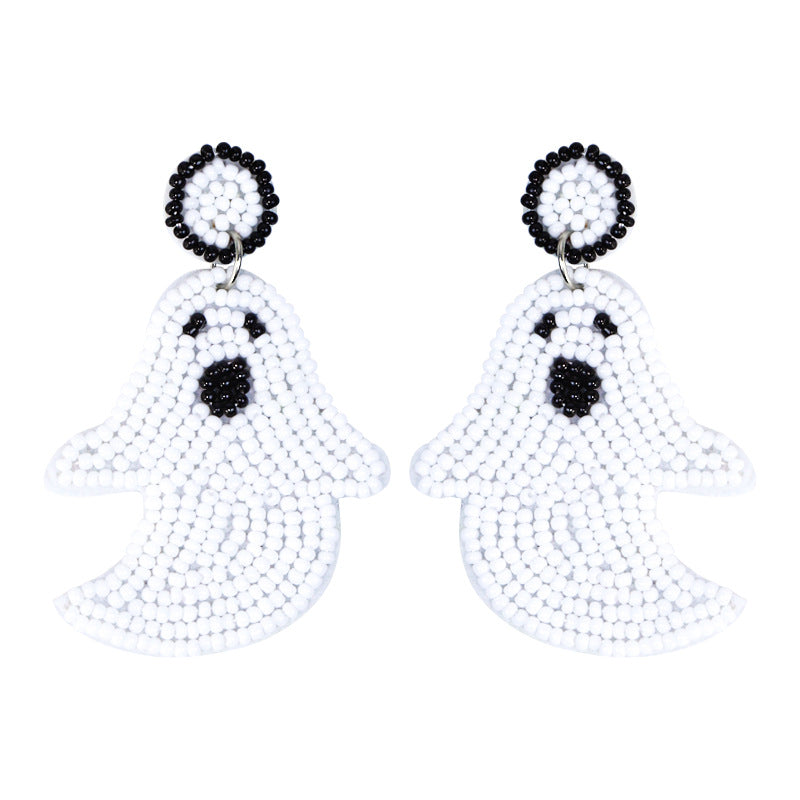 Halloween Cute Cartoon Ghost Handmade Fabric Bead Earrings