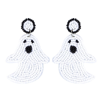 Halloween Cute Cartoon Ghost Handmade Fabric Bead Earrings