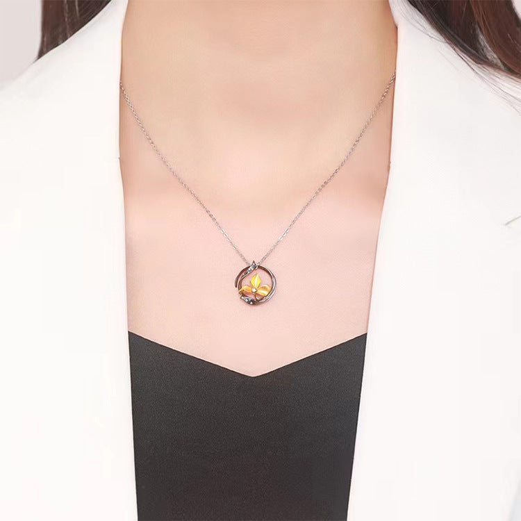 Fashion Iris Zircon Pendant Necklace