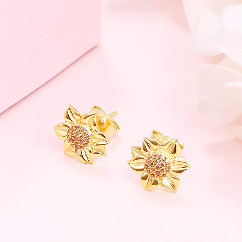Trendy Gold Sunflower Earrings