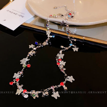 Colorful Zircon Butterfly Necklace