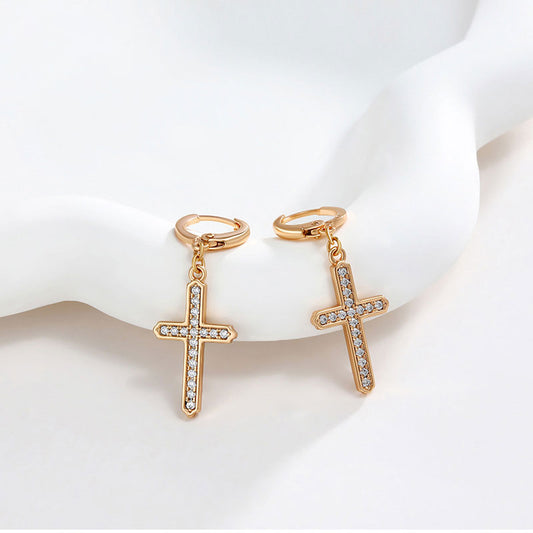 Micropaved Zirconia Cross Earrings