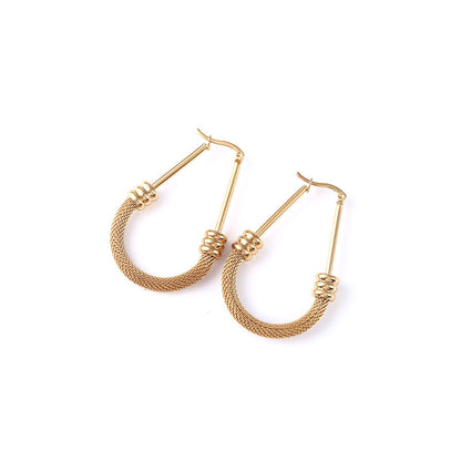 Stainless Steel Vintage Drop Gold Mesh Chain Earrings