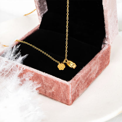 Fashion Simple Titanium Steel Lock Lotus Seed Necklace