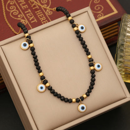 Personality Eyes Black Stone Necklace