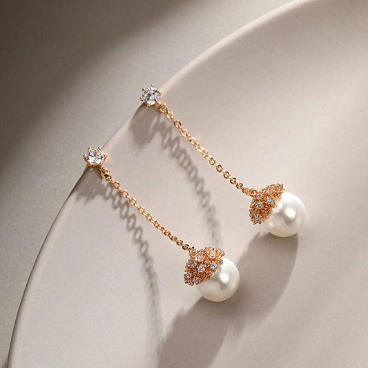 Long Fringed Faux Pearl Earrings
