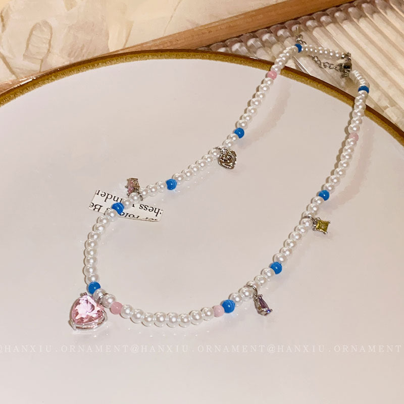 Geometric Love Pearl Necklace