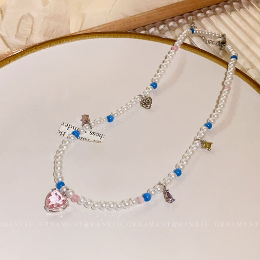 Geometric Love Pearl Necklace