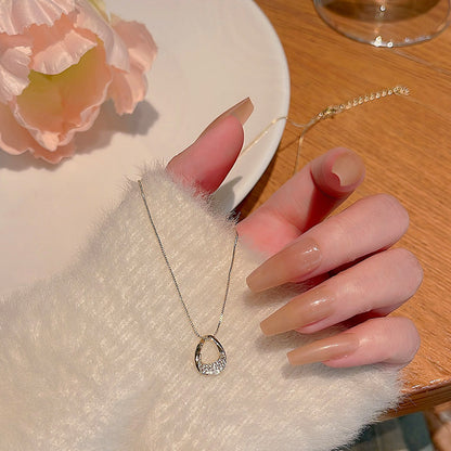 Light Luxury Niche High Sense Simple Geometry Full Diamond Necklace