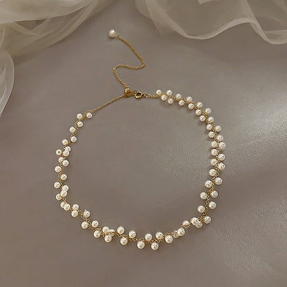 Geometric Colored Stone Pearl Necklace