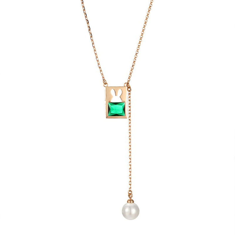Geometric Square Rabbit Ears Necklace