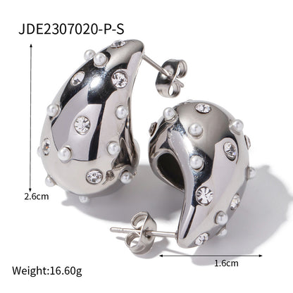 Titanium Steel Earrings Set with Zircon Earrings