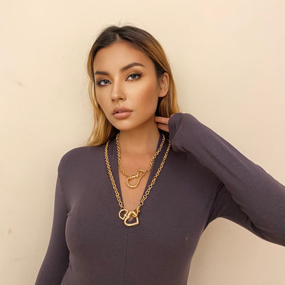 Geometric Metal Love Multilayer Necklace
