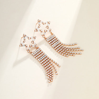 Star Tassel Full Zircon Earrings for Women