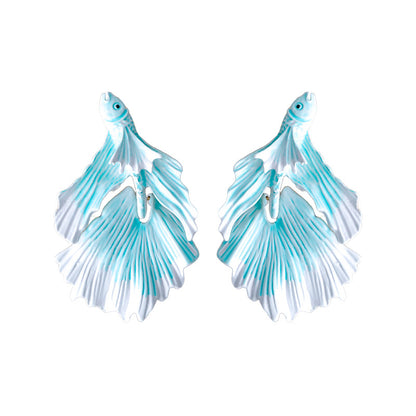 Tropical Fish Metal Drip Oil Exaggerated Goldfish Earrings