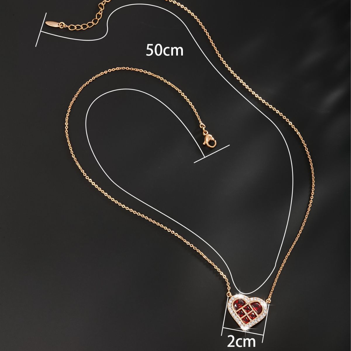 Red Heart Necklace with Zirconia