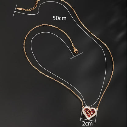 Red Heart Necklace with Zirconia