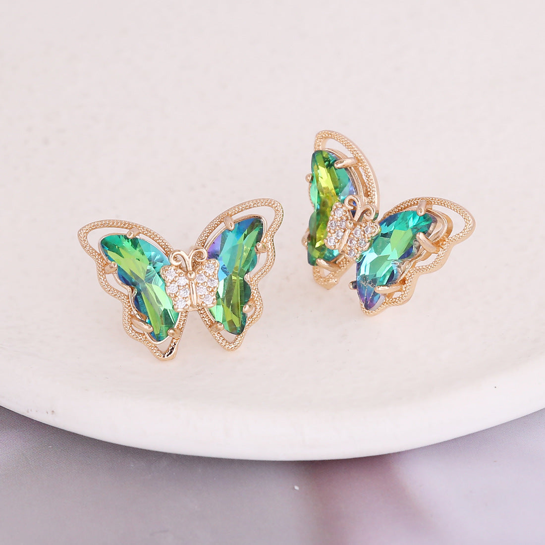 Copper Gradient Butterfly Stud Earrings