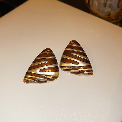 Electroplated Silver Needle Triangle Earrings