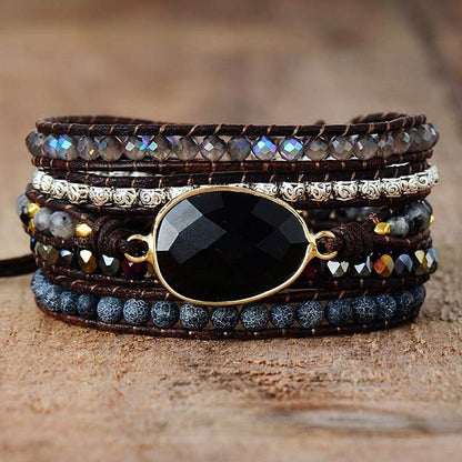 Bohemia Handmade Weave Obsidian Bracelet