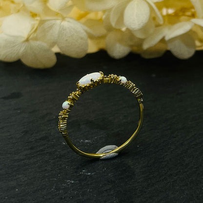 S925 Love and Sincerity - Reki White Opal Vintage Ring