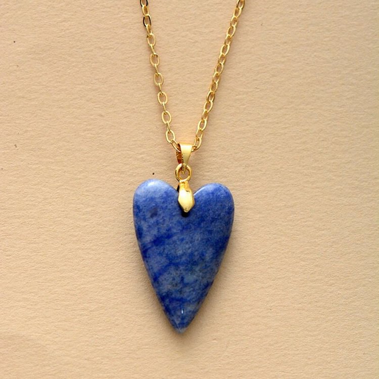 Healing Crystal Heart Pendant Necklace