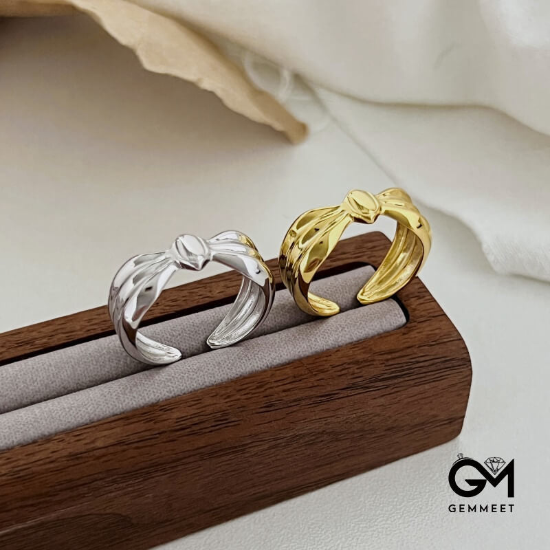 S925 Sterling Silver Bow Open Ring